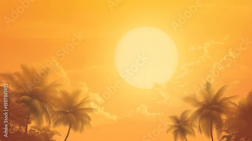 Tropical Sunset with Palm Trees