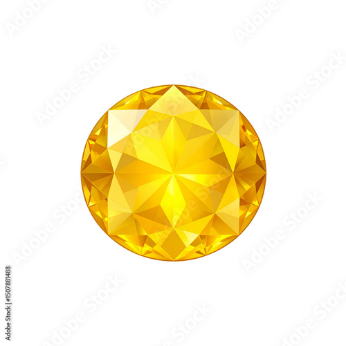 Brilliant gold diamond jewel, a luxury gemstone with a geometric heart shape, shines as a precious crystal illustration