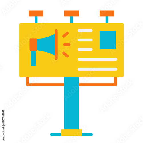 Outdoor Billboard with Megaphone Marketing Illustration