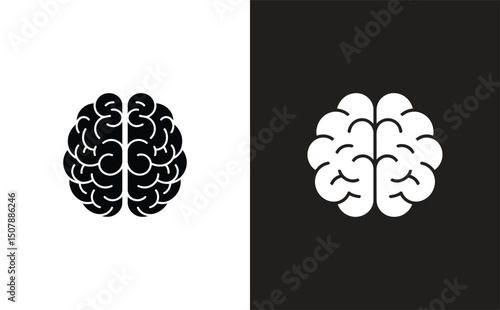 Symmetrical design with white and black brain on background block