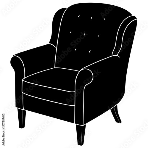 black leather armchair isolated