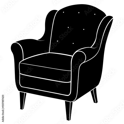black leather armchair isolated