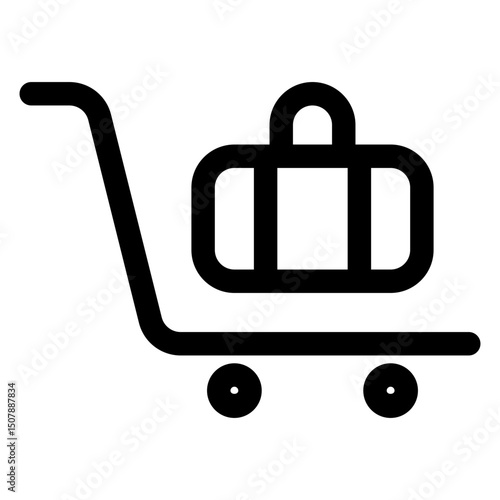 Luggage Cart Icon, a cart with suitcases. Represents baggage handling or transport. Perfect for hotel service design.