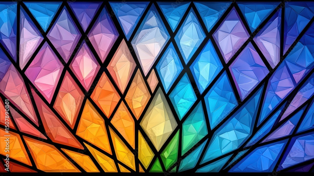 Abstract Rainbow Stained Glass Mosaic Design Abstract Rainbow Stained Glass Mosaic Design