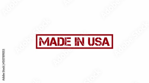 Animated red stamp of made in USA for mentioning products manufacturing and quality assurance.