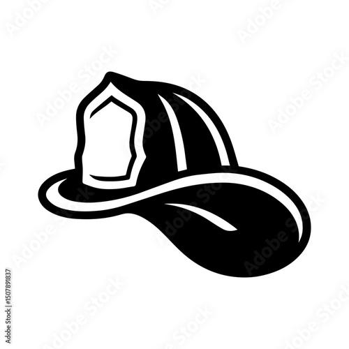Firefighter helmet icon with protective gear and transparent background
