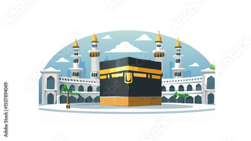 Devotional Scene of Kaaba Pilgrims
