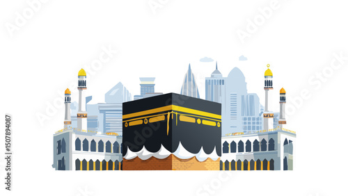Holy Scene of Hajj Around the Kaaba
