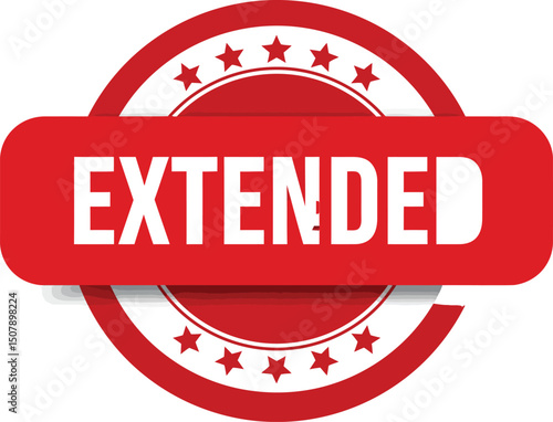 Red extended stamp with stars on white background