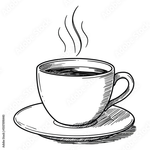 Sketch of a cup of coffee with steam