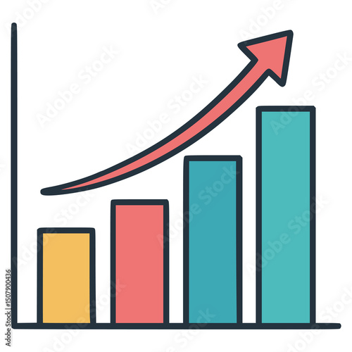 business graph chart benefit finance flat color vector illustration template design