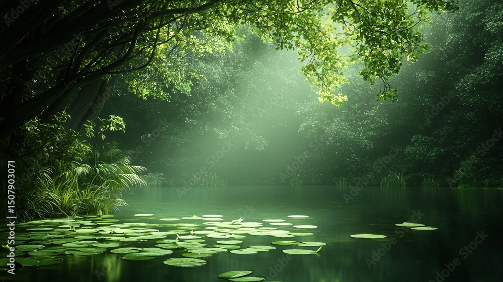 Fototapeta premium Quiet forest water light