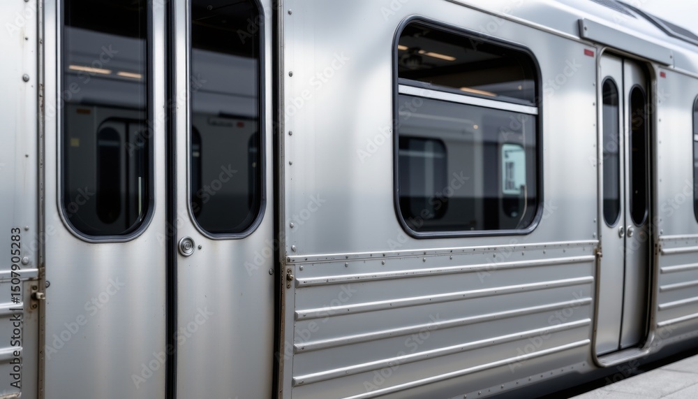 Obraz premium Metro train arrival city subway station transportation image urban environment side view public transit concept