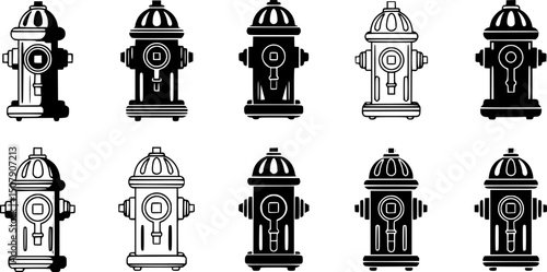 set of fire hydrant vector, vector and illustration, vector style
