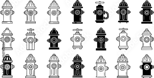 set of fire hydrant vector, vector and illustration, vector style

