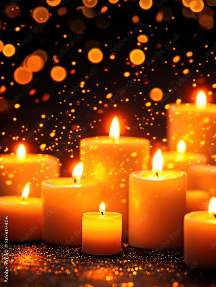 Burning candles in warm light Burning candles in warm light