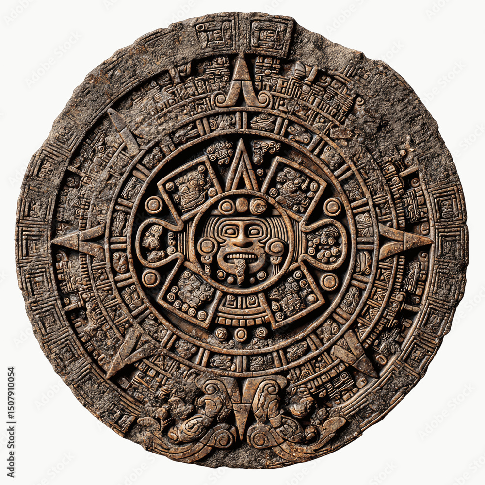 Fototapeta premium Aztec Sun Stone Replica Intricate Detail of