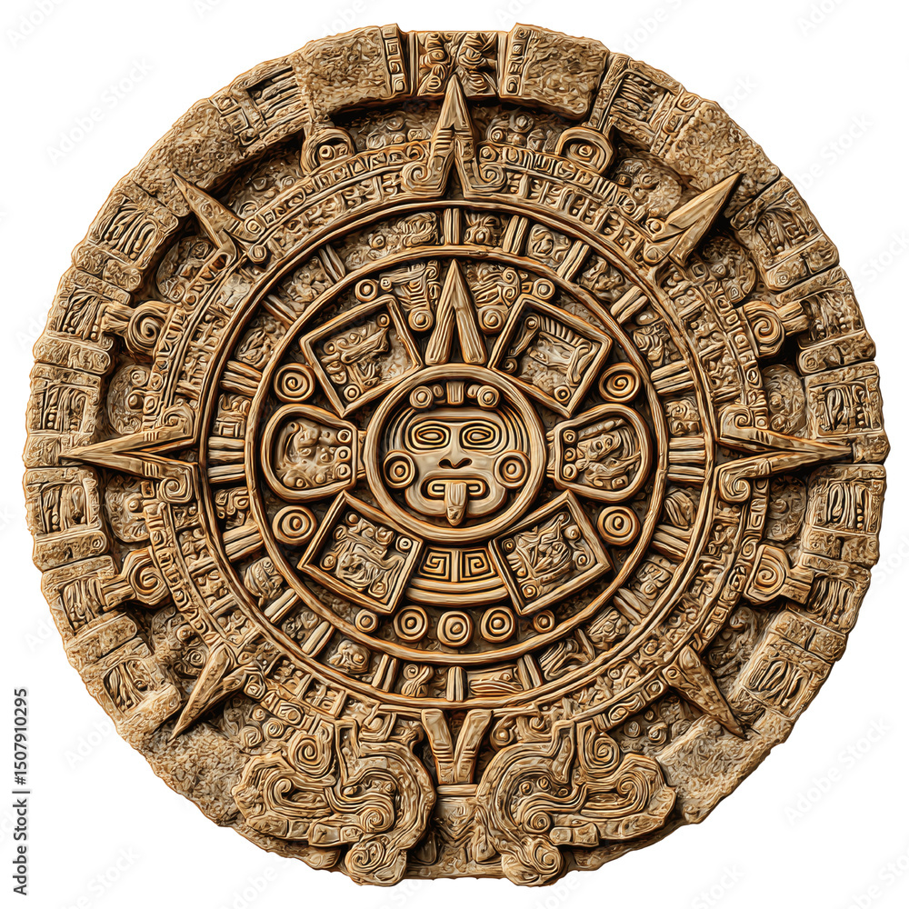 Fototapeta premium Aztecs Sun Stone Replica - Intricate Carving of