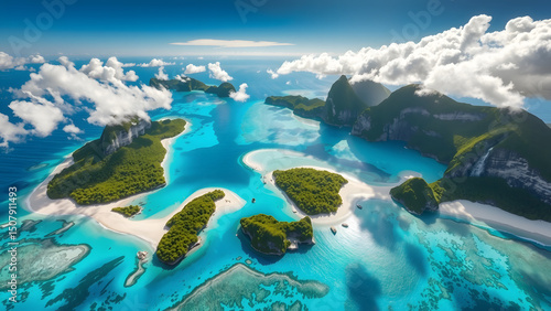 aerial view of tropical island