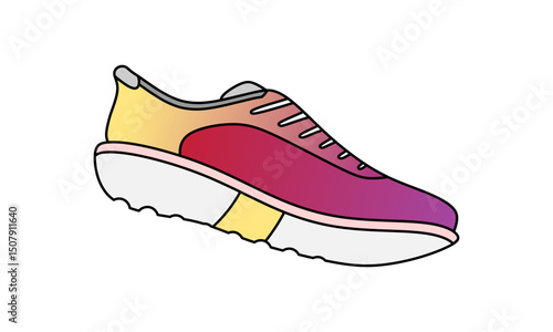 Unisex running shoes in lineal color icon with gradient design, suitable for modern fitness apps, promotional materials, or online stores. Editable vector EPS.