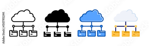 Cloud server icon set bundle. Multi style icon collection perfect for websites, apps, and presentations. Simple vector icon collection