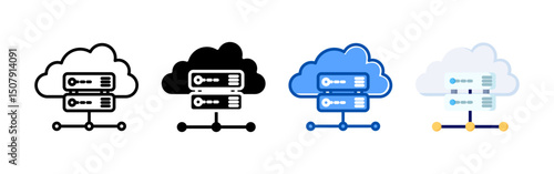 Cloud storage icon set bundle. Multi style icon collection perfect for websites, apps, and presentations. Simple vector icon collection