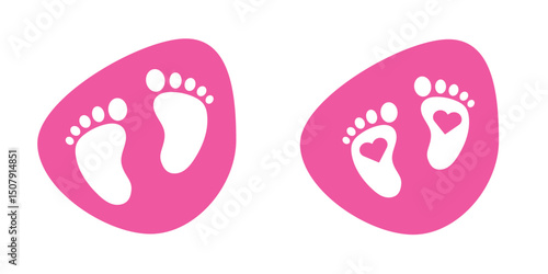 Baby Footsteps Icon Simple and Stylish Footprint. Baby footprint icon. Footprint icon vector illustration design with heart in the middle. Vector illustration of baby footprint. EPS 10. 