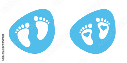 Baby Footsteps Icon Simple and Stylish Footprint. Baby footprint icon. Footprint icon vector illustration design with heart in the middle. Vector illustration of baby footprint. EPS 10. 