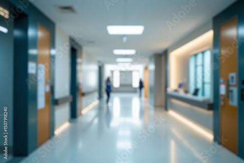 Wallpaper Mural Empty hospital corridor with doors and counter. Torontodigital.ca