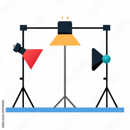 Detailed studio setup with lighting vector for World Camera Day, ideal for educational and promotional material.