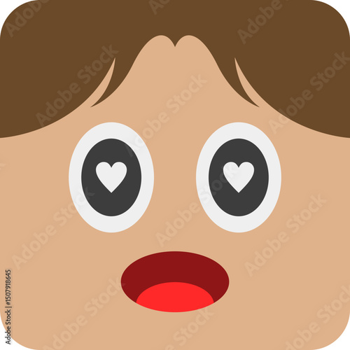 Square Cartoon People Face Element