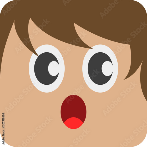Square Cartoon People Face Element