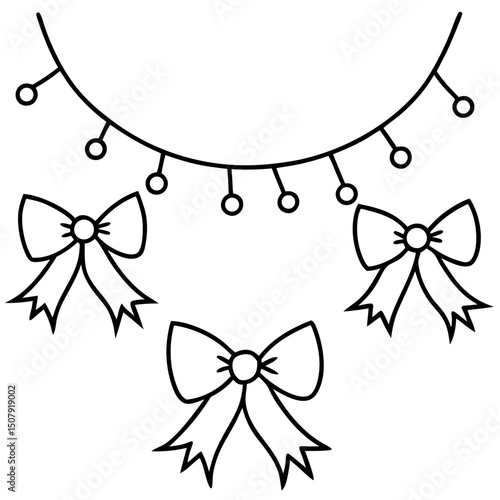Garland with Lights and Bows – Vector on White