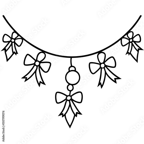 Garland with Lights and Bows – Vector on White