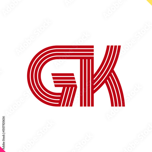 Parallel Line Monogram Initial Logo Logo Letter G and K
