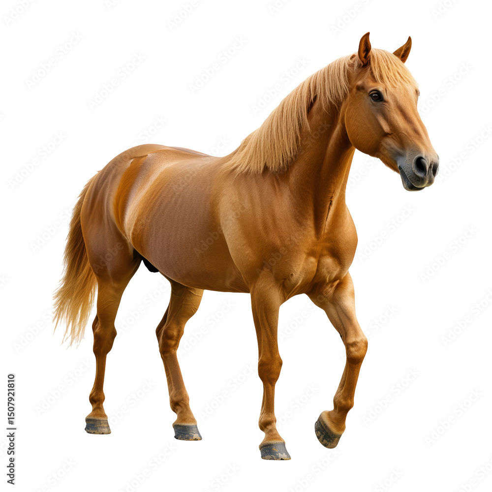 Obraz premium Majestic Golden Horse on Transparent Background with Beautiful Coat