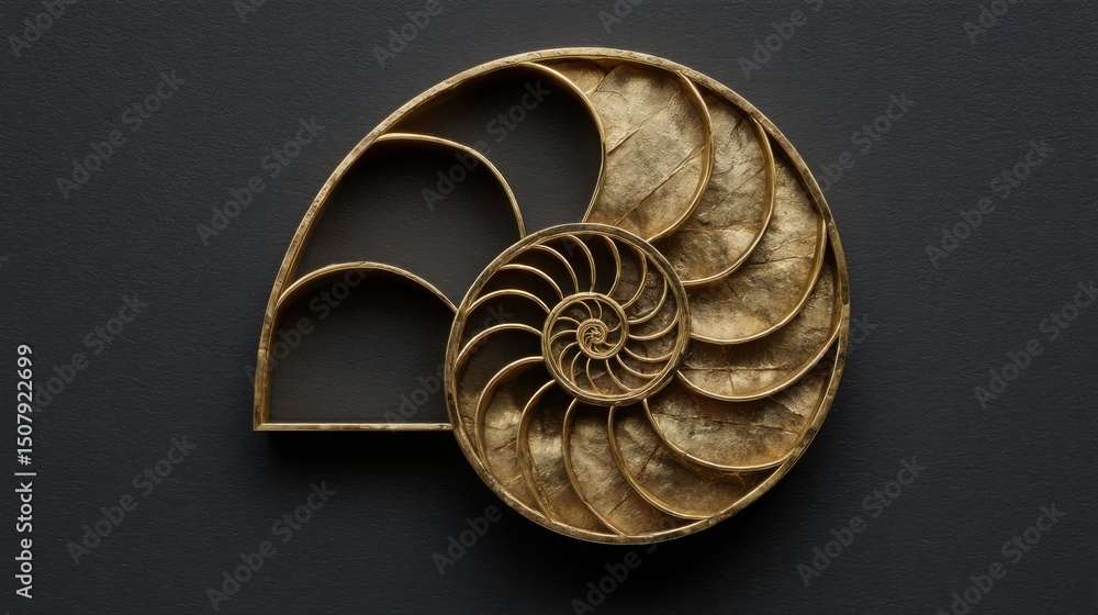 Obraz premium Intricate nautilus displaying the fibonacci spiral structure in a centralized icon concept for natural design