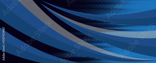 Vector blue line background curve element with black space for text and message design, overlapping layers