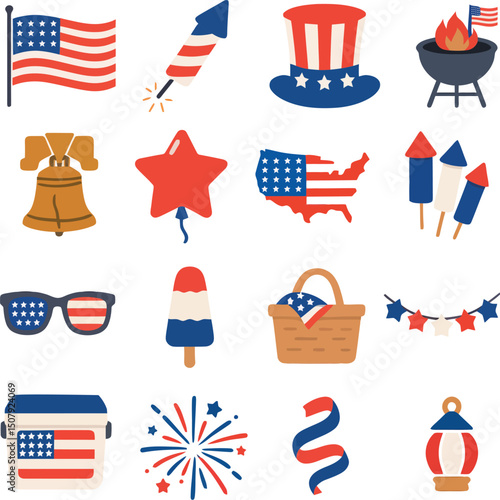 4th of July Vector Icon Set