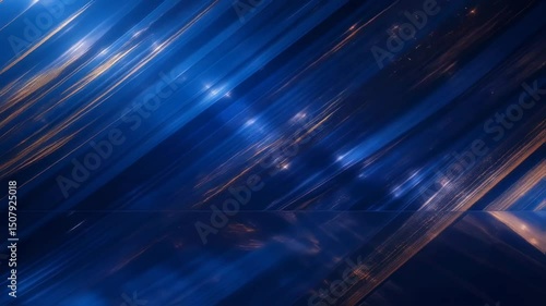 Abstract Blue and Gold Diagonal Lines with Light Streaks Video Background