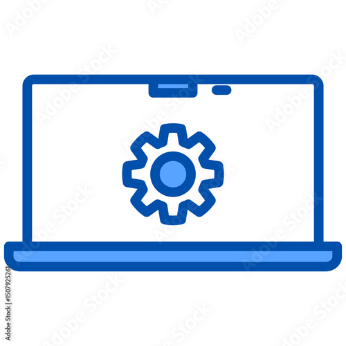Laptop blue color icon. Simple vector icon design in blue color style. Editable vector format