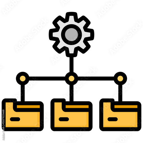 Data management lineal color icon. Simple vector icon design in lineal color style. Editable vector format