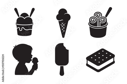 Delicious Ice Cream Treats A Collection of Silhouettes