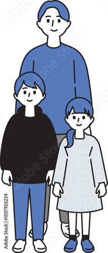 子ども2人（男女）の父子家庭
