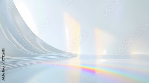 digital technology silver rainbow flowing curve poster background
