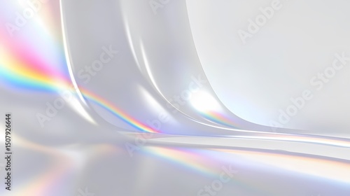 digital technology silver rainbow flowing curve poster background