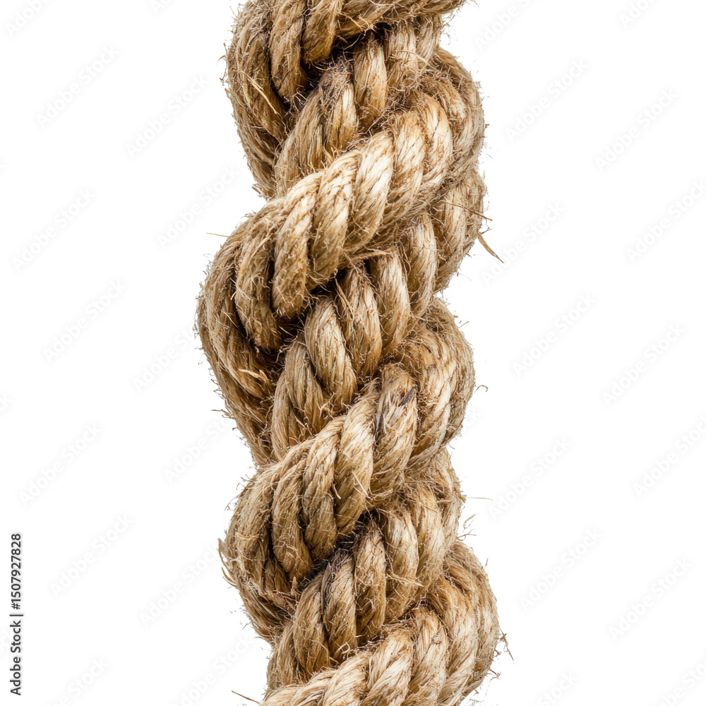 Thick Twisted Natural Hemp Rope with Transparent Background Thick Twisted Natural Hemp Rope with Transparent Background