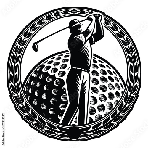 Silhouette of a golf player mid-swing, capturing the elegance and power of the sport in a sleek, dynamic pose against a clean background.
