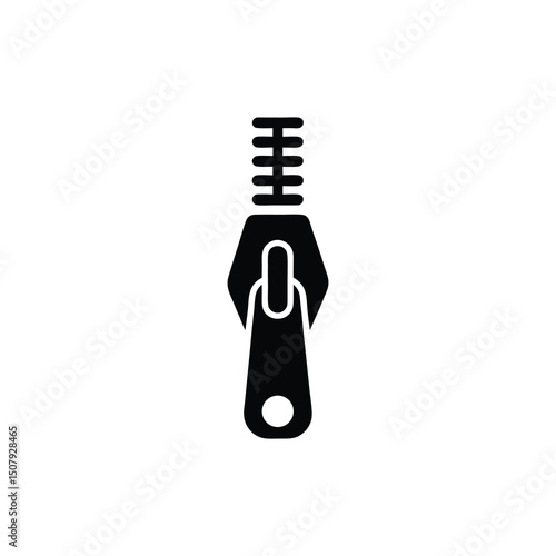 Black and White Zipper Icon in Clean Vector Style