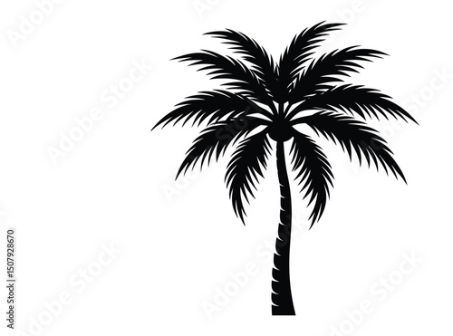 Palm tree silhouette standing tall with graceful fronds, evoking tropical vibes and sunset serenity against a clear or fading sky. Peaceful, iconic, and timeless.

